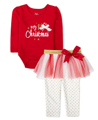 Baby Essentials Baby Girls My 1st Christmas Skegging and Bodysuit, 2 Piece Set - Macy's | Macy's