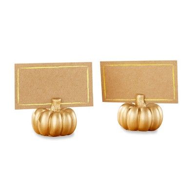 12ct Mini Pumpkin Place Card Holder Gold | Target