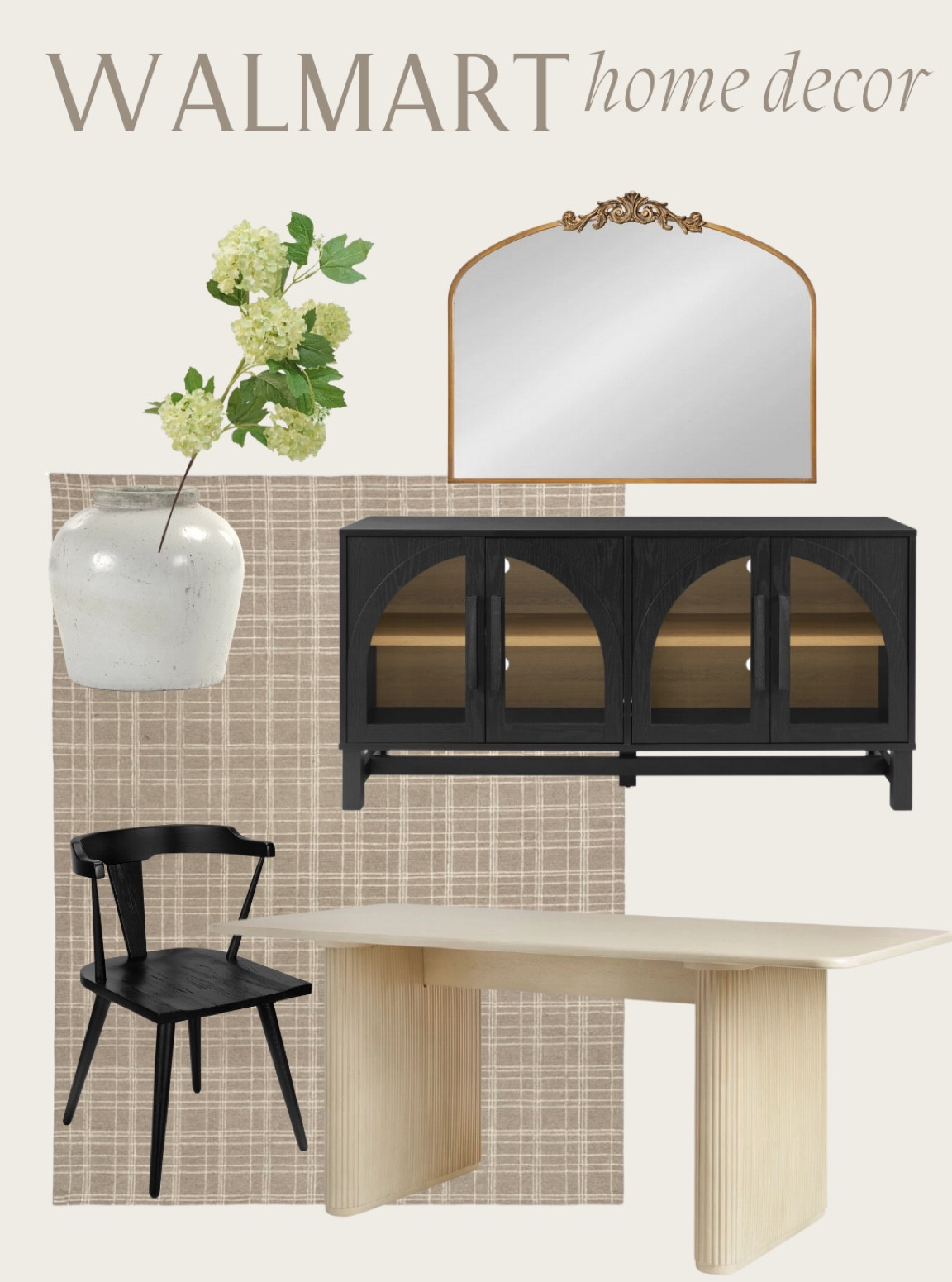 Home decor finds from @walmart

Ornate mirror 
Arched console 
Hydrangea stems 
Rug 
Dining table with fluted legs
Dining chair 
Vase

#LTKHome #LTKStyleTip