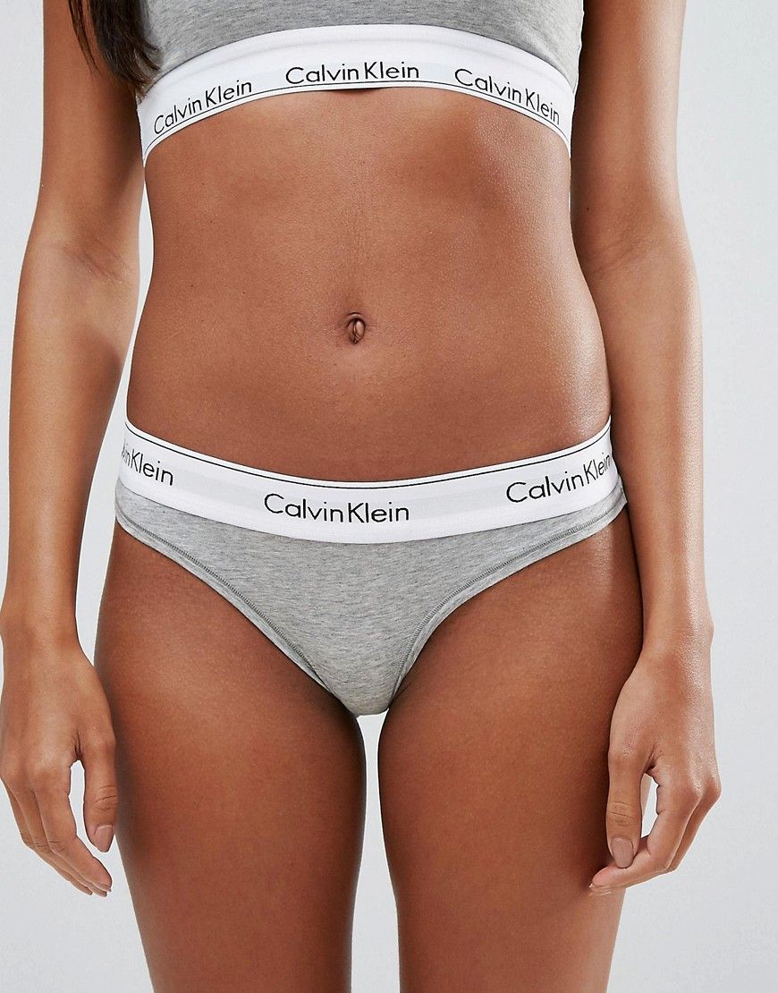 Calvin Klein Modern Cotton Thong - Grey heather | ASOS UK