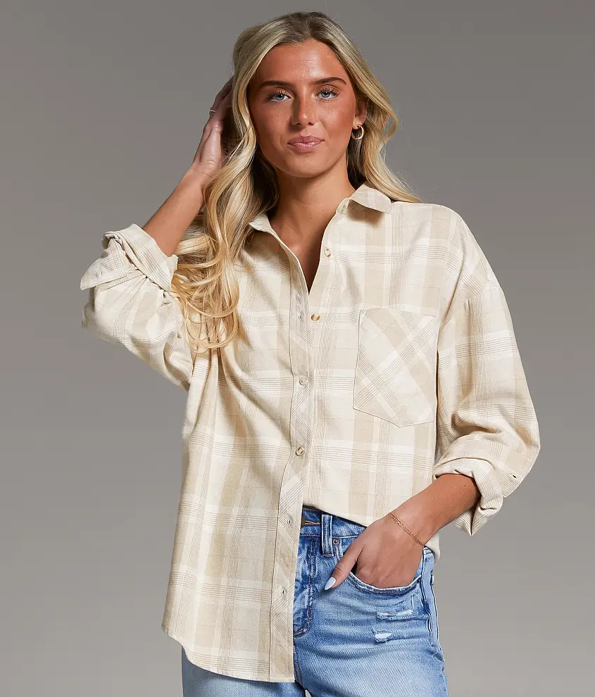 Brushed Plaid Boyfriend Shirt | Buckle
