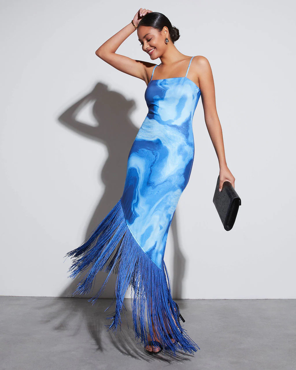 Mckenzie Asymmetrical Fringe Hem Midi Dress | VICI
