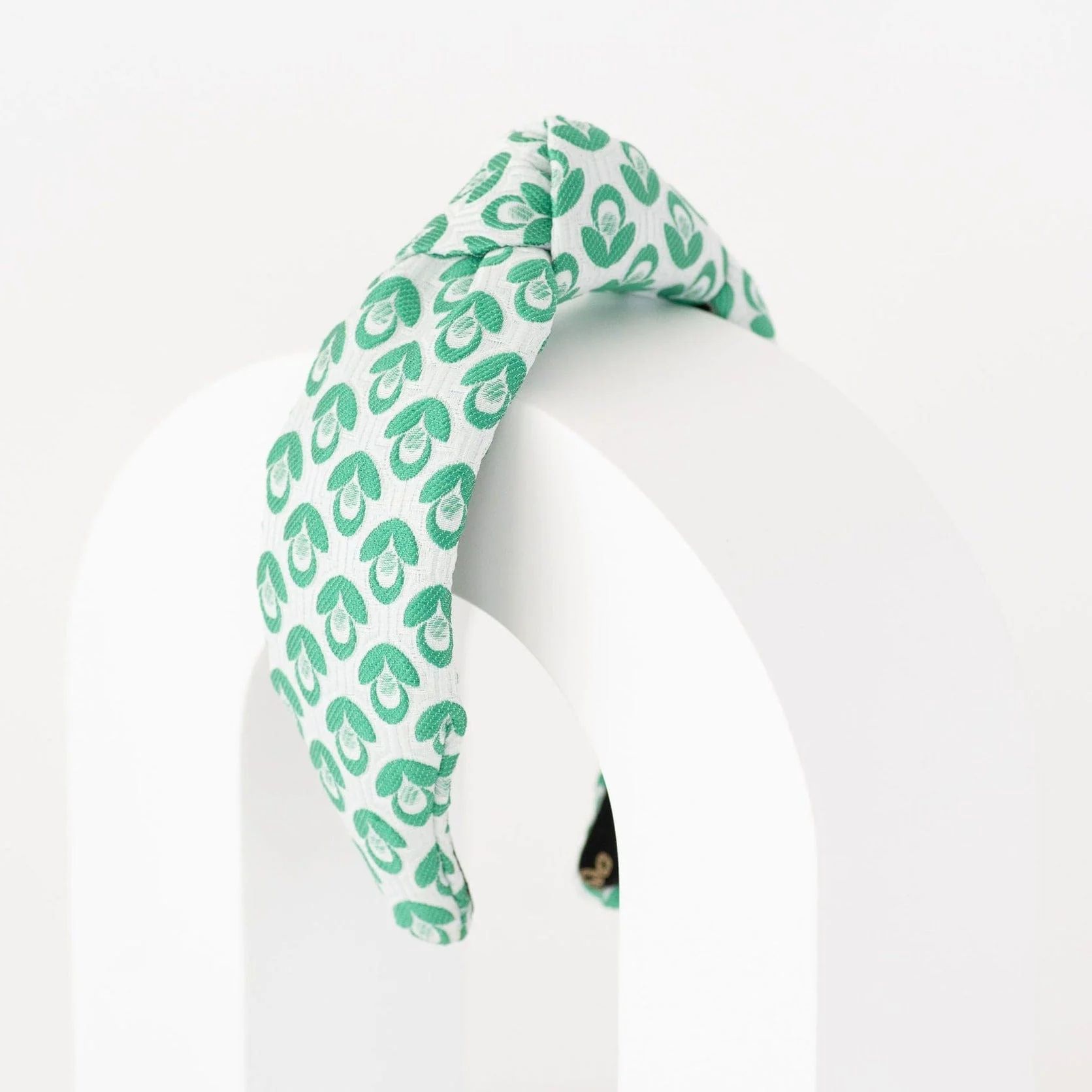 Lush Blooms Green Jacquard Knotted Headband | La Bella Shop