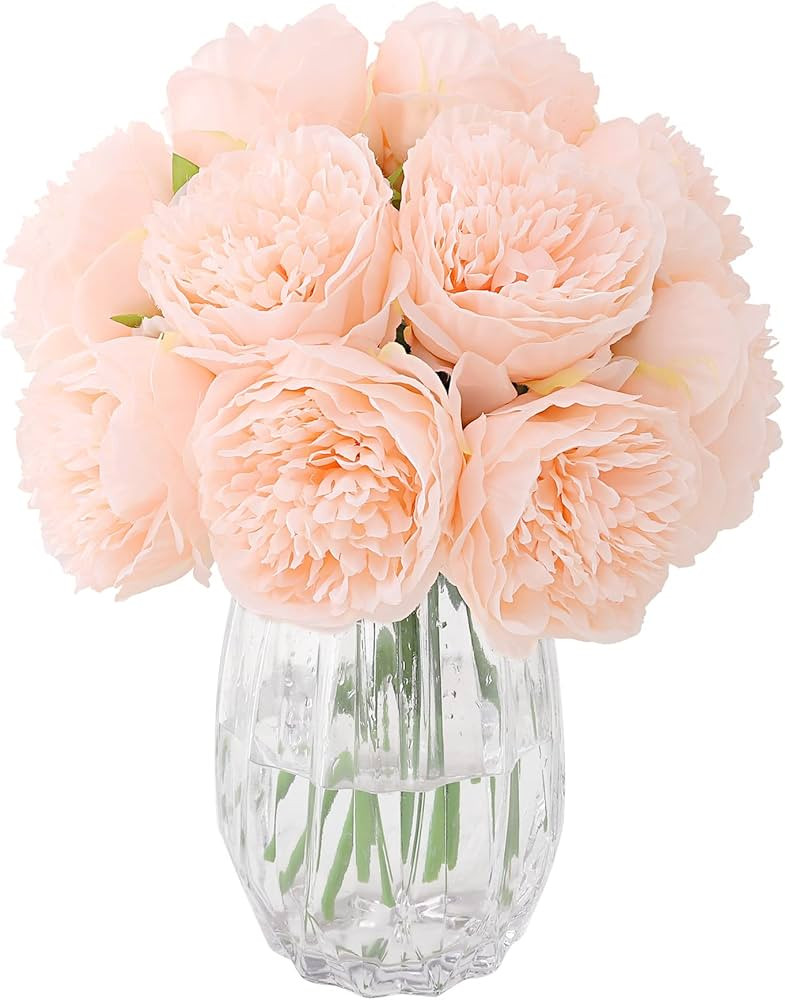 2 Bunches Artificial Peonies, 10 Heads Silk Peony Fake Flower for Wedding Home Office Party Hotel... | Amazon (US)