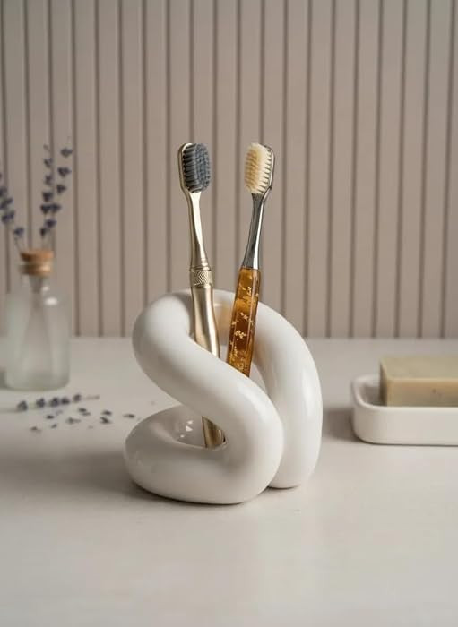 Bathroom Ceramics Toothbrush Holder Rope Knots Tooth Brushes Storage Holder Dressings Table Makeu... | Amazon (US)