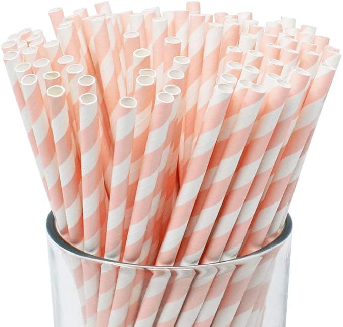 Just Artifacts Premium Disposable Drinking Striped Paper Straws (100pcs, Green) | Amazon (US)