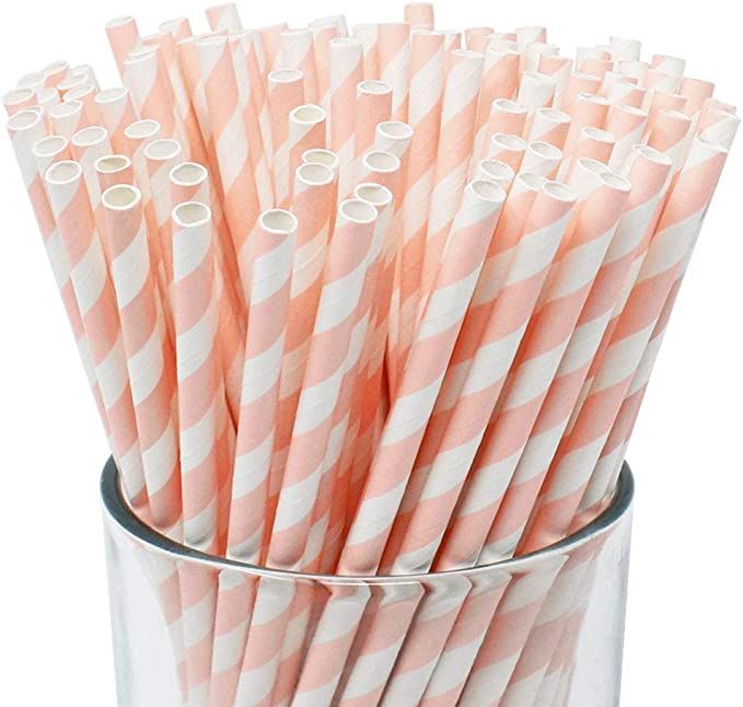 Just Artifacts 100pcs Premium Paper Straws (Light Pink) | Amazon (US)