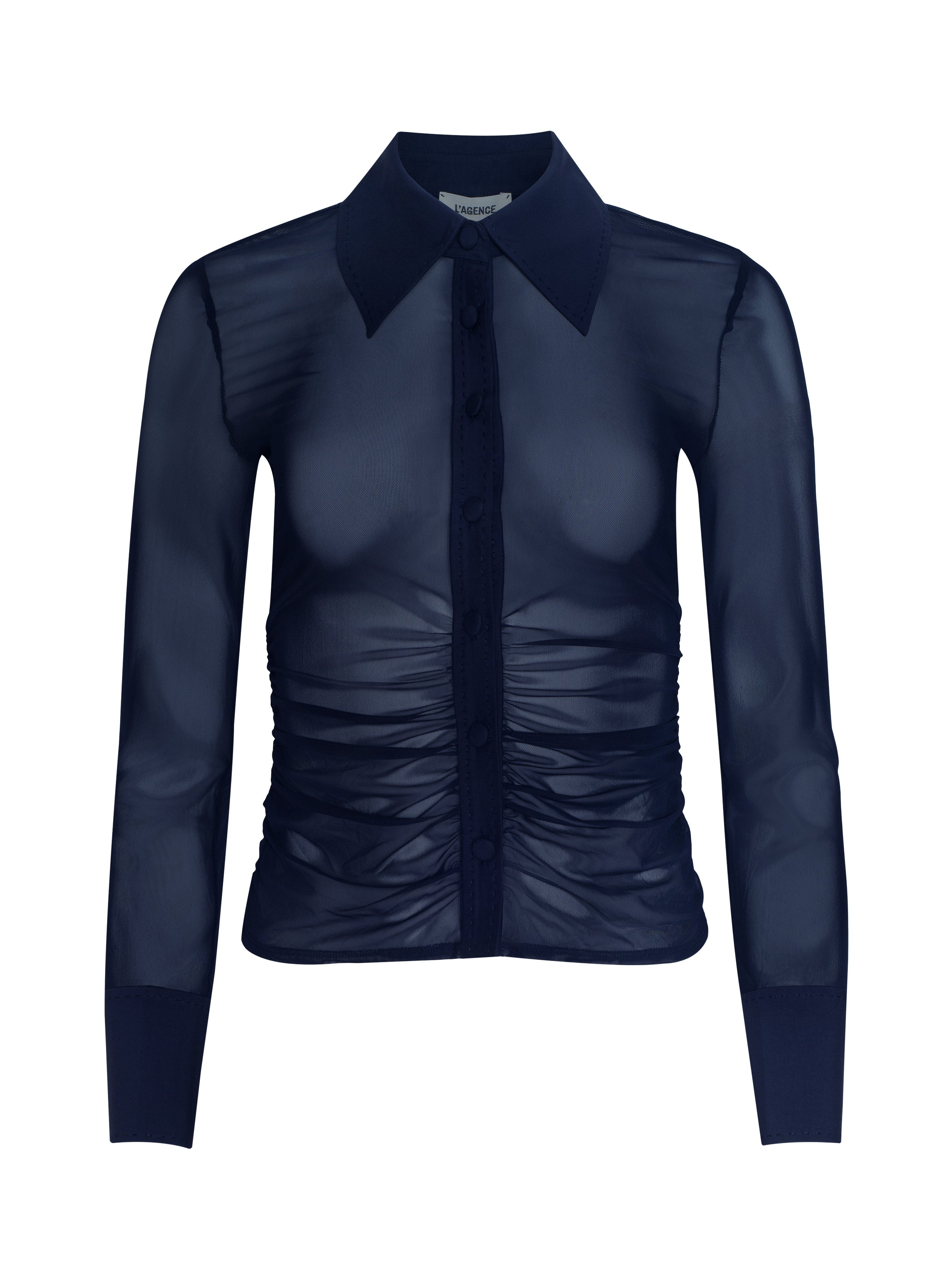 L'AGENCE Isola Mesh Blouse In Midnight | L'Agence