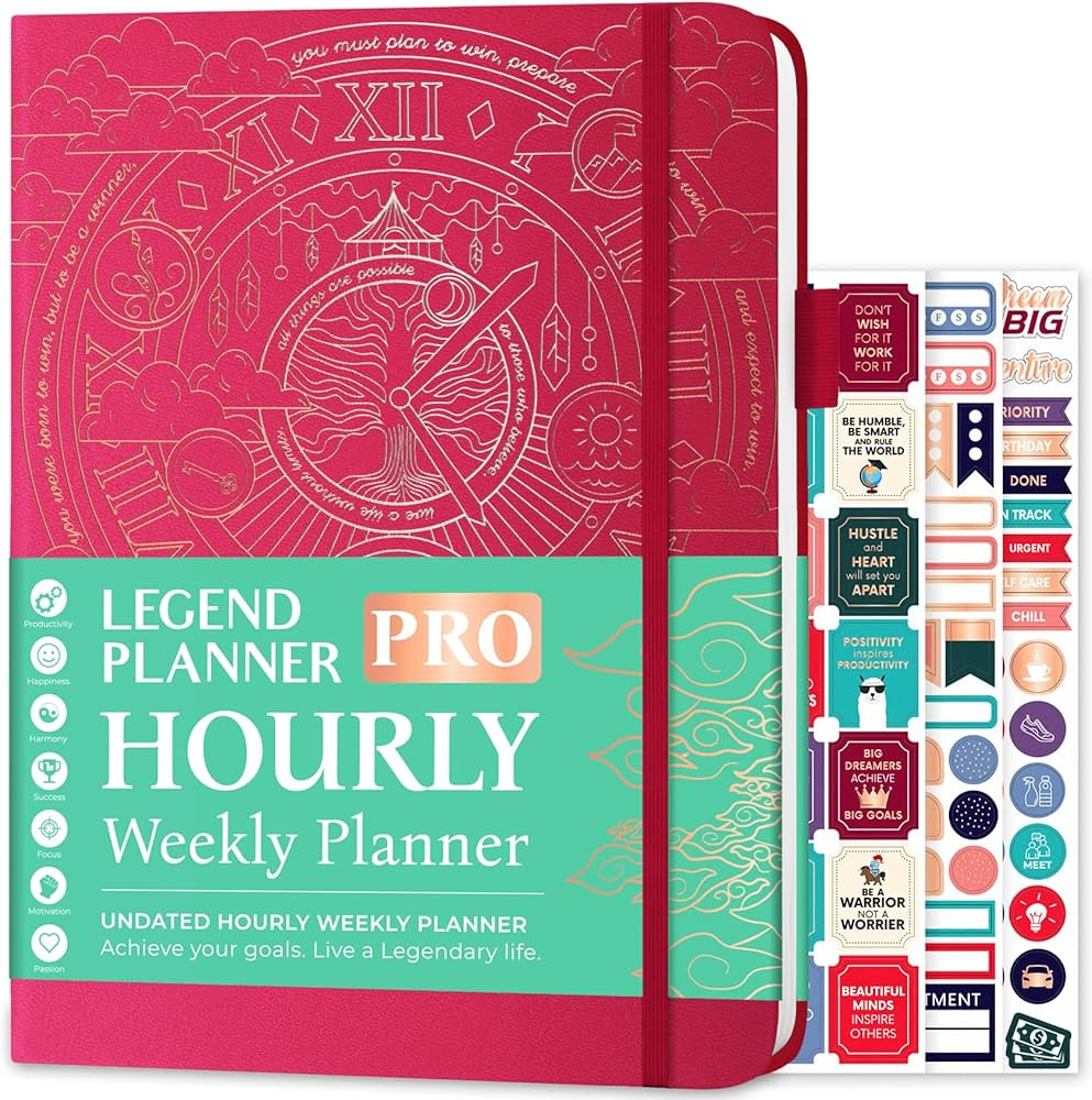 Legend Planner PRO Hourly Schedule Edition - Undated Deluxe Weekly & Daily Organizer with Time Sl... | Amazon (US)