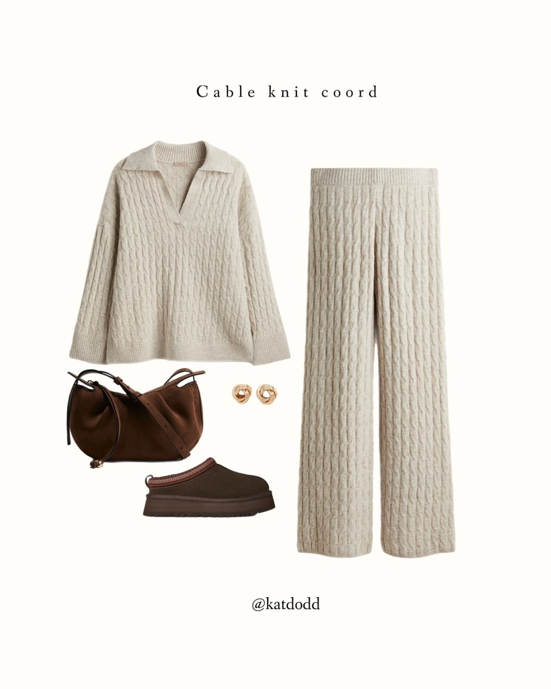 H&M cable knit coord 🤍 



H&M new in cable knit coord beige Ugg Tazz dusted cocoa shoulder cross body bag gold knot earrings boohoo 

#LTKstyletip #LTKautumn #LTKuk