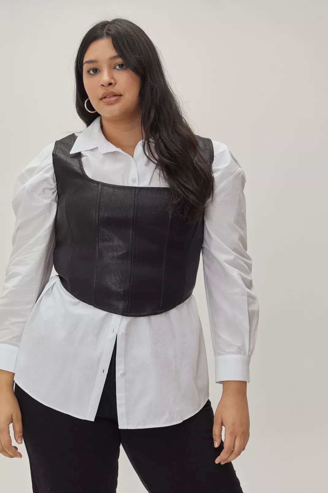 Plus Size Faux Leather Corset Top | Nasty Gal (US)