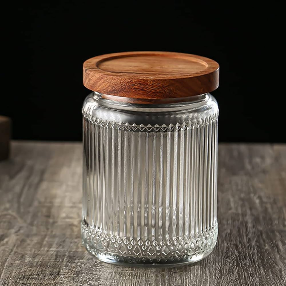 CUNQN Storage Jars 700ml Food Storage Container Airtight Glass Jar with Lids Kitchen Canister for... | Amazon (UK)