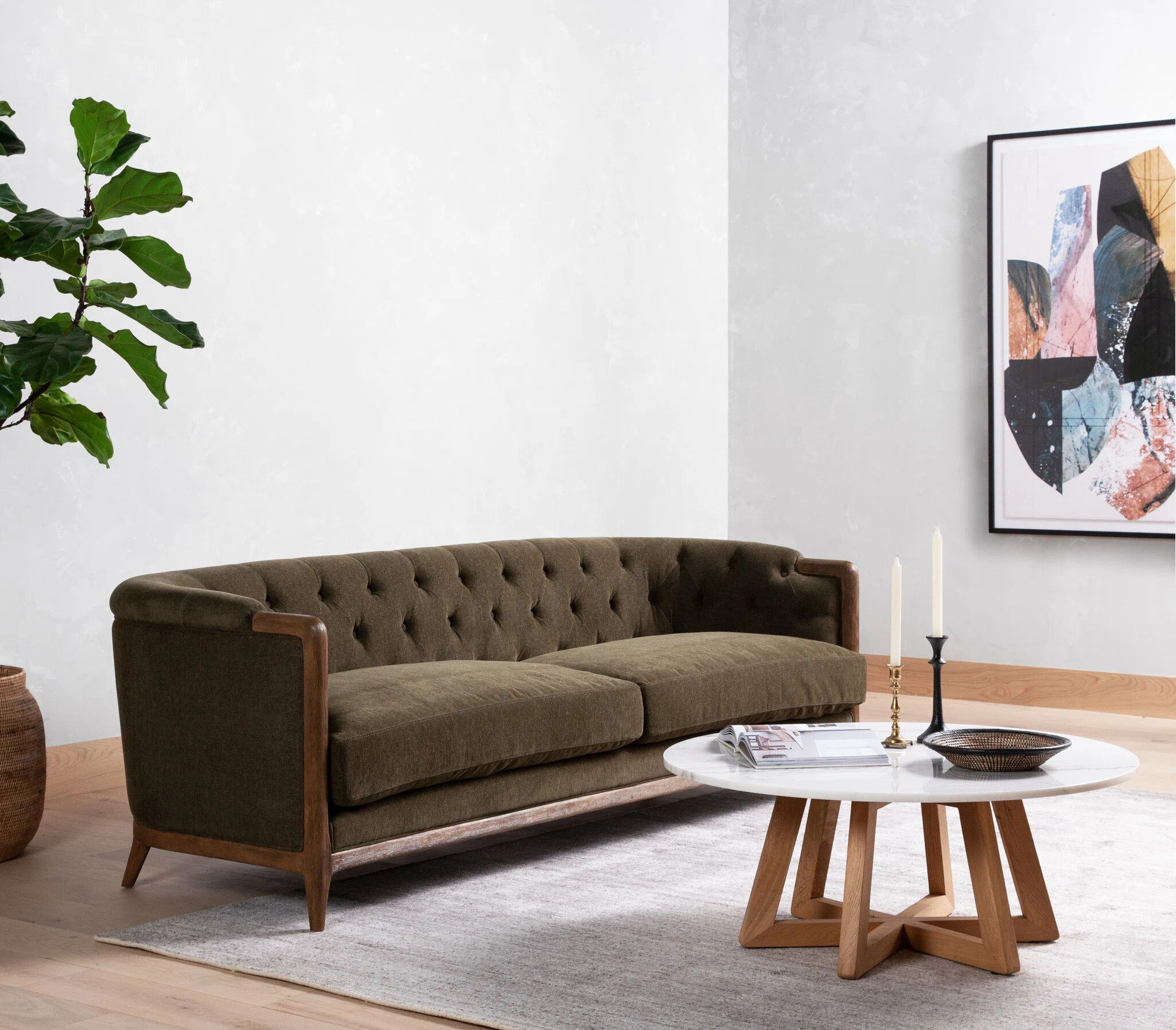 Mikayla Sofa-91"-Sutton Olive | Wayfair North America