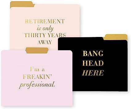 C.R. Gibson Cute Pastel and Gold Foiled Professional File Folders, 9pc, 11.5'' W by 9.5'' H | Amazon (US)