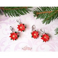 Christmas Earrings Gift Poinsettia Winter Xmas Earring Сhristmas Jewelry Holiday | Etsy (US)