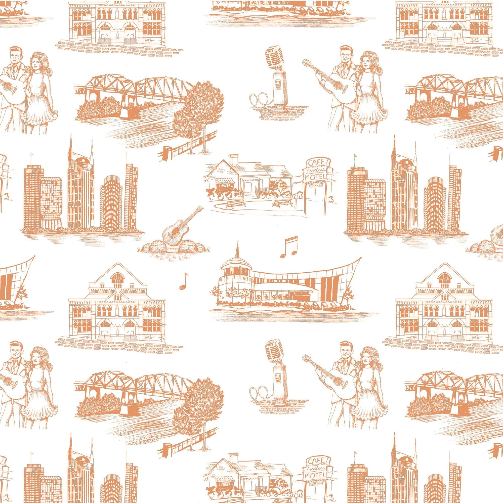 Nashville Toile Traditional Wallpaper | Colorful Prints, Wallpaper, Pajamas, Home Decor, & More | Katie Kime Inc