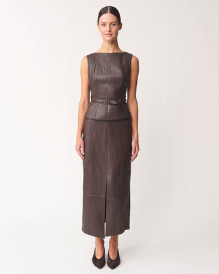 Coralie Belted Faux Leather Top | Benaar La