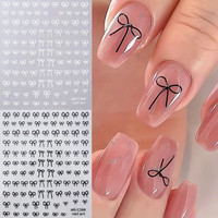 1/2pcs Black White Pink Mini Bowknot Design Nail Art Sticker Self Adhesive Lace Ribbons Bow Butterfly Decals Nail Art Decoration | AliExpress (US)