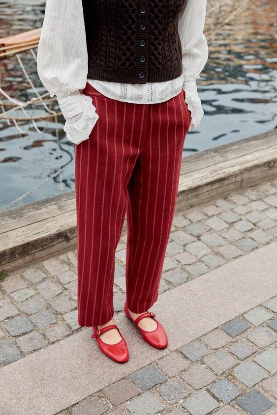STRIPED STRAIGHT-LEG PANTS | Zara US