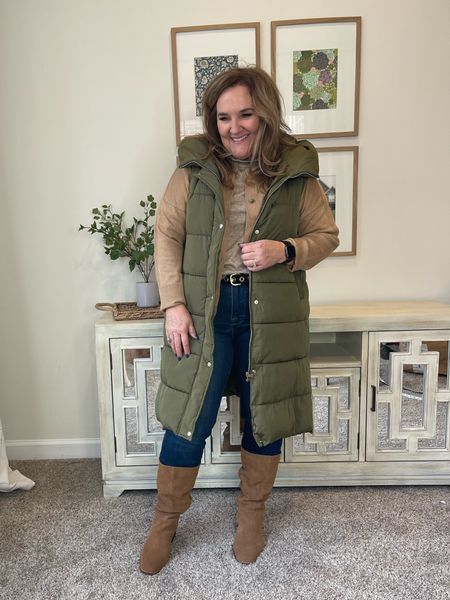 Winter outfit of the day. The challenge was play with layers. So here I am. Layered boots (30% off with CLEARTHEBOOTS code) , short sleeve mock turtleneck, long sleeve sweater, and vest (all 3 size L)

Jeans are like jeggings. Super comfy and a slim straight silhouette. Size down at least 1. I’m in a 30. 



#LTKsalealert #LTKunder100 #LTKSeasonal