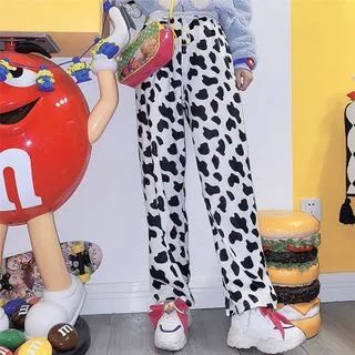 Cow Print Straight-Fit Pants | YesStyle Global