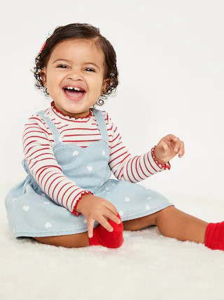 Printed Mock-Neck T-Shirt and Jean Dress Set for Baby | Old Navy (US)