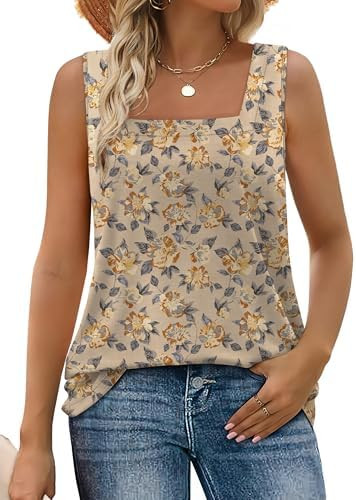 WIHOLL Women's Square Neck Tank Top | Amazon (US)