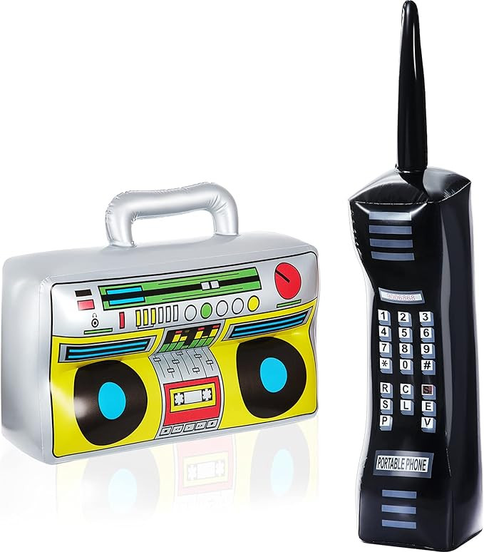 2 Pieces Inflatable Radio Boombox Inflatable Mobile Phone Props for 80s 90s Party Decorations Hip... | Amazon (US)