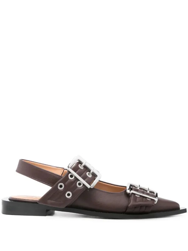 GANNI Buckle Ballerina Shoes  - Farfetch | Farfetch Global