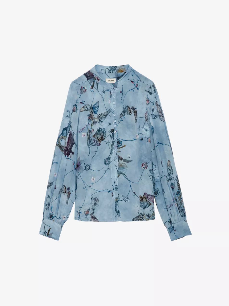 Twina button-neck graphic-print silk shirt | Selfridges