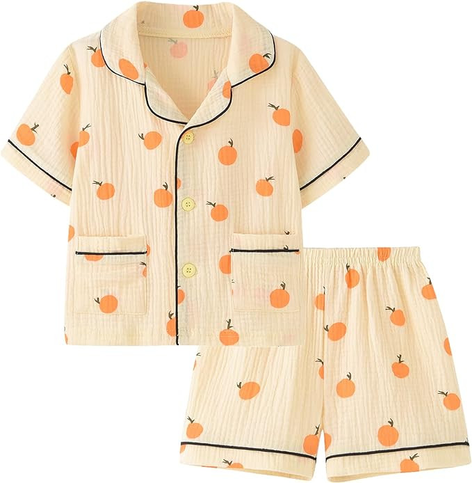 BINIDUCKLING Toddler Button Up Pajamas Summer Pjs for Girls Boys 18 Months - 12 Years | Amazon (US)