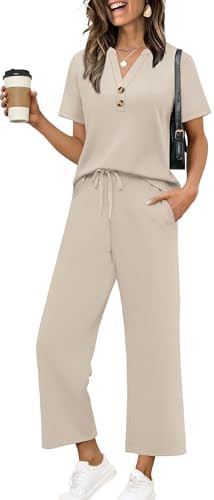 OFEEFAN 2 Piece Sets for Women Spring Fashion Beach Vacation Cruise Outfit Dressy Casual Wide Leg... | Amazon (US)