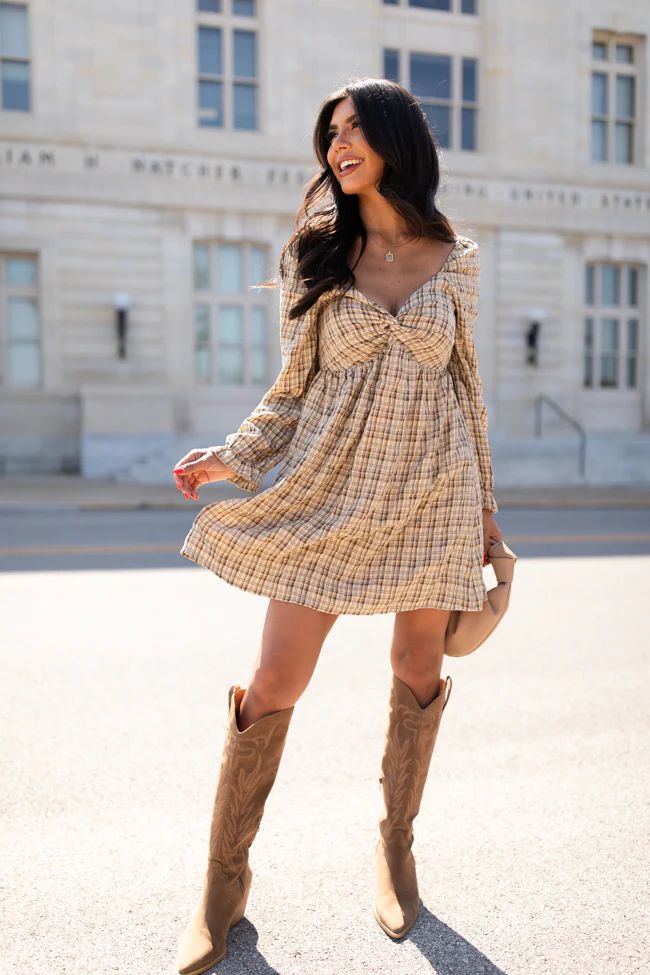 Nice Try Sweetheart Neckline Plaid Dress | Pink Lily