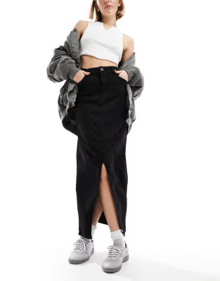 JDY high waisted denim maxi skirt in black | ASOS (Global)