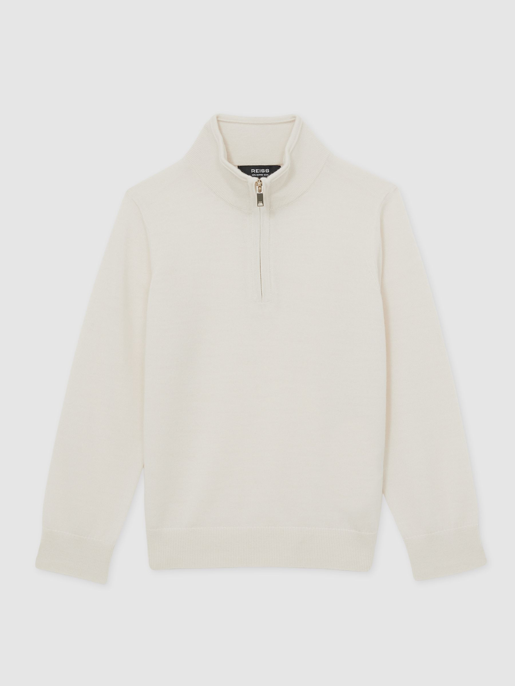 Reiss 3-9 yrs Wool Half-Zip Funnel Neck Jumper in Snow - REISS | Reiss UK