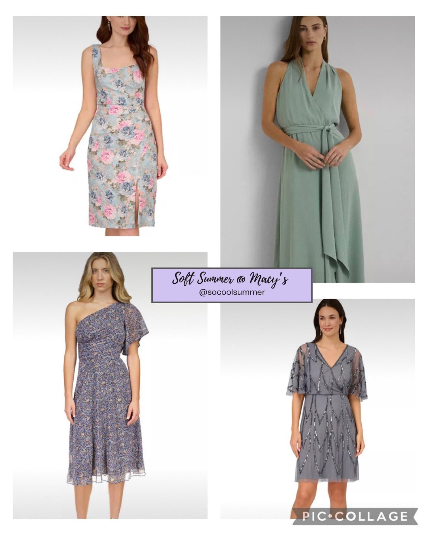 Soft summer dresses at Macy’s.  Perfect for weddings.

#hocsummer #coolsummer #lightsummer #softsummer #pastelsummer #darksummer #brownsummer #sweetpeasummer #summerpalette #summerfinds

#LTKwedding #LTKsalealert #LTKstyletip