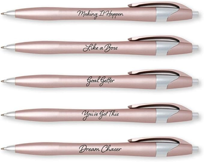 Cheersville 5 Pack of Pens - Rose Gold Motivational Pens - Blue Ballpoint Ink - Employee or Staff... | Amazon (US)