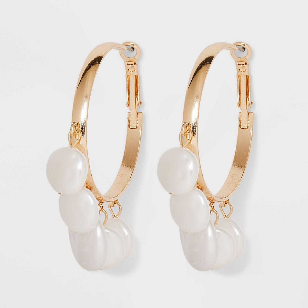 Multi Pearl Drop Hoop Earrings - A New Day™ | Target