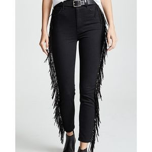 Mother The Swooner sz 30 black skinny ankle jean stretch side fringe high Waist | Poshmark