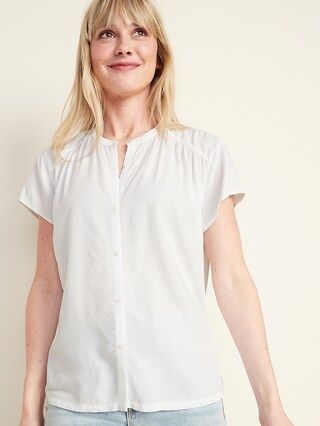 Shirred Button-Front Blouse for Women | Old Navy (CA)