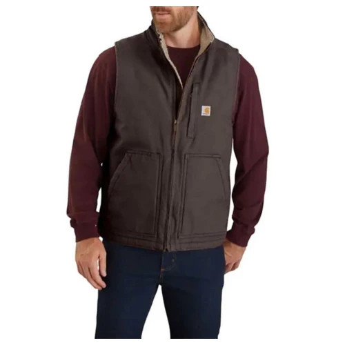 Men's Carhartt Loose Fit Washed Duck Sherpa-Lined Mock Vest | Scheels
