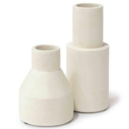 Palecek Nova Modern Classic Natural White Limestone Decorative Vase - Set of 2 | Kathy Kuo Home
