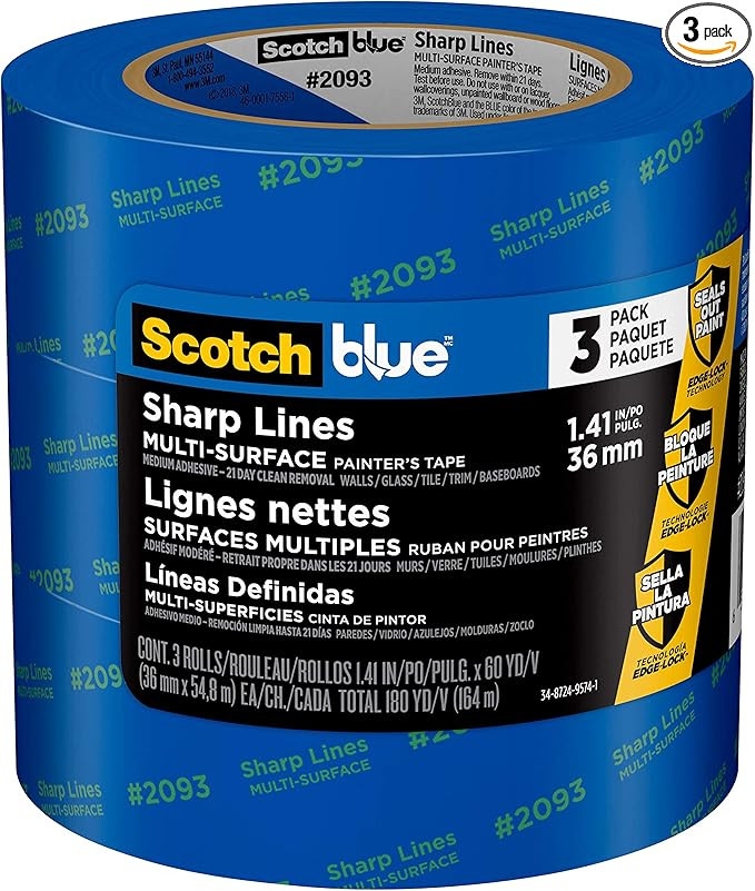 ScotchBlue Sharp Lines Painter's Tape, 1.41 inch x 60 yard, 3 Rolls | Amazon (US)