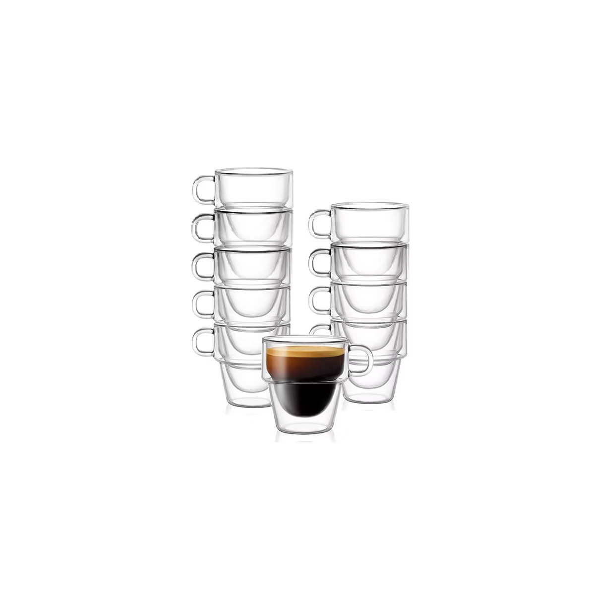 JoyJolt Stoiva Double Walled Espresso Glass Cups - Set of 8 Stackable Shot Mugs with Handle - 5 o... | Target
