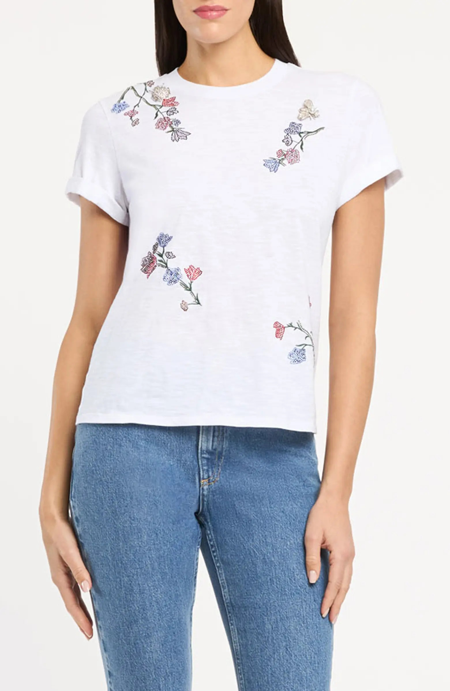 Bree Whispering Vines Beaded Cotton T-Shirt | Nordstrom