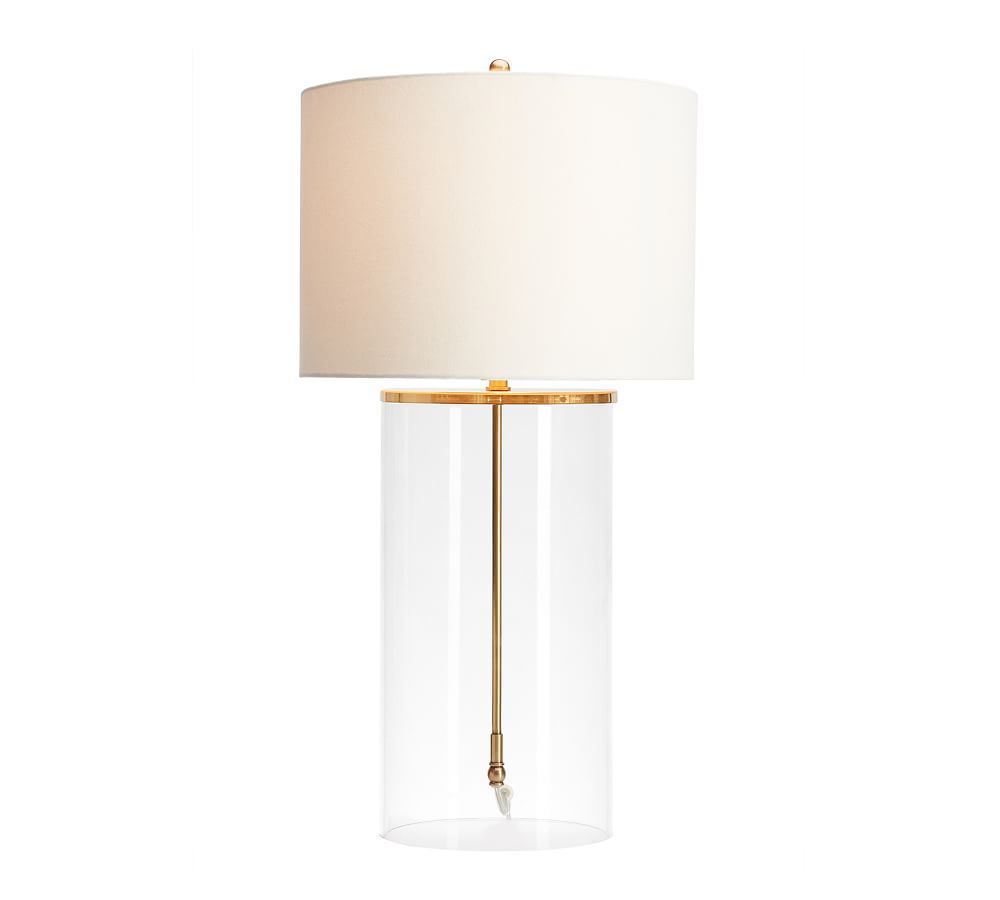 Aria 22.5" Tall Glass Table Lamp, Antique Brass | Pottery Barn (US)