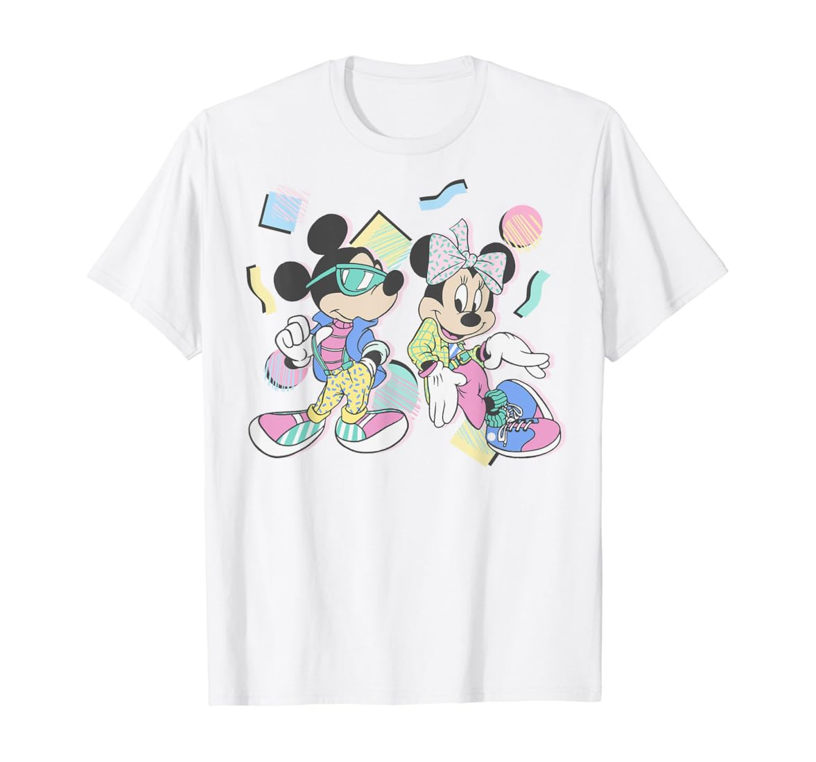 Disney Mickey And Friends Mickey & Minnie Retro 80's Style T-Shirt | Amazon (US)