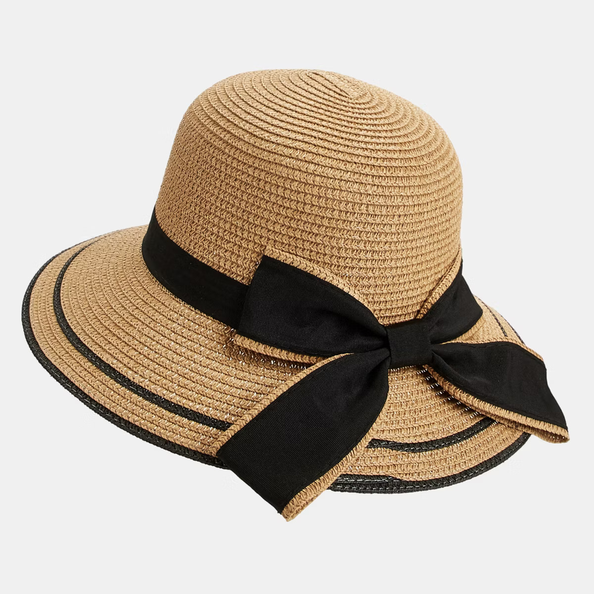 Women's Chic Black Bow Embellished Straw Sun Hat - Cupshe | Target