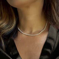 Moissanite Tennis Necklace 925 Sterling Silver Chain - Clear Vvs1 Stones Classic Sparkling Diamond with Box Clasp | Etsy (US)