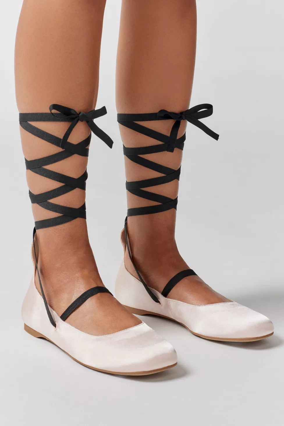 UO Karter Strappy Satin Ballet Flat | Urban Outfitters (US and RoW)